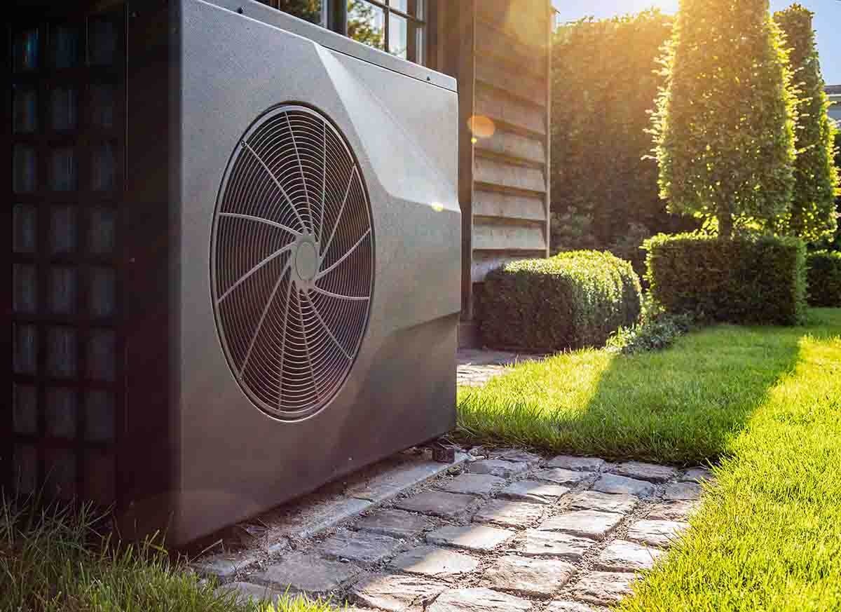 Air heat pump near pool